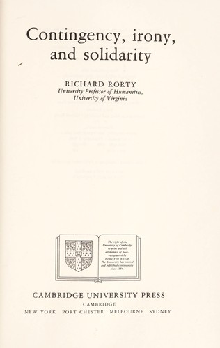 リチャード・ローティ『偶然性・アイロニー・連帯』（1989年） | Landolt-C